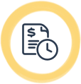 clock and document with dollar sign indicating time and money